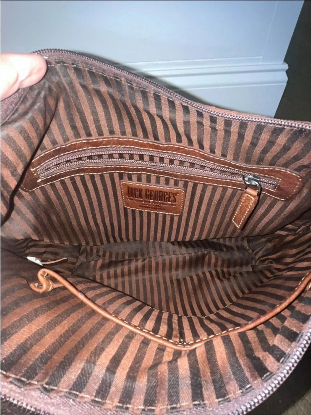 Jack Georges Voyager Crossbody / Shoulder Bag Dark Brown Genuine Leather NICE